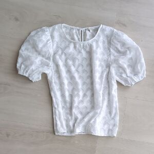 Flying Tomato White Puff-Sleeve Lace Blouse